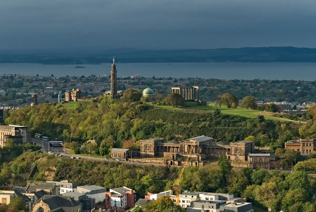 Calton Hill and the Firth of Forth