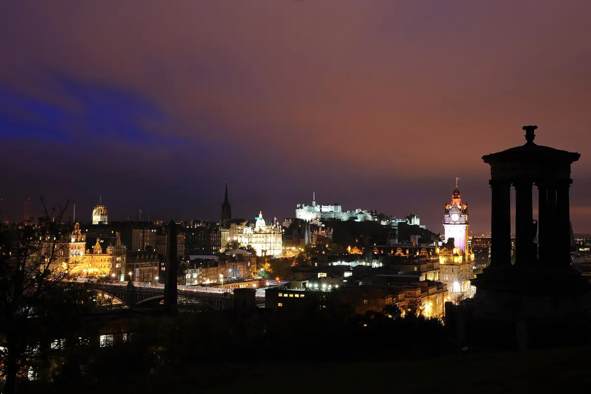 Edinburgh Castle at night from Calton Hill