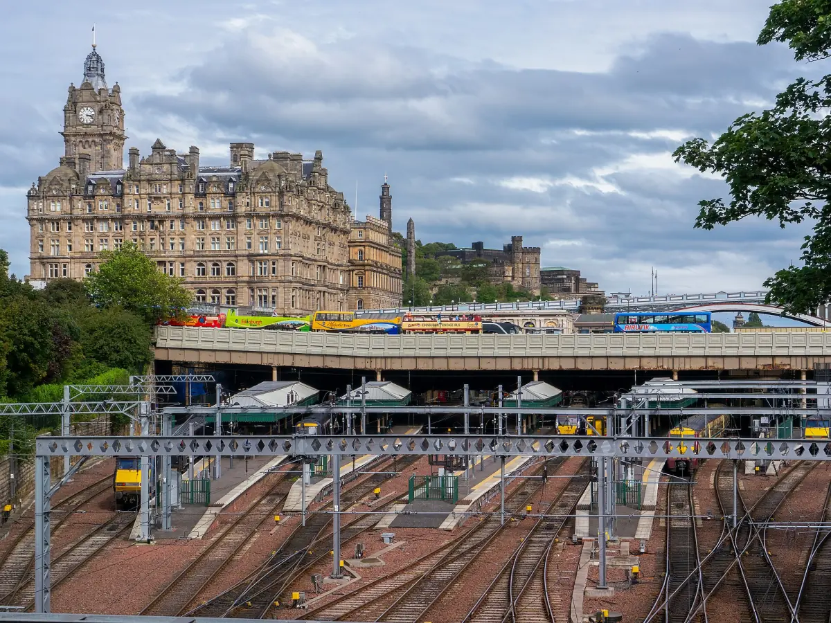 Waverley Station below the Balmoral clock tower