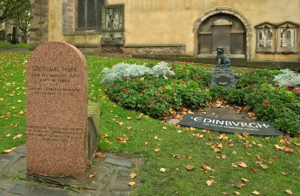 Greyfriars Bobby's stone in Greyfriars Kirkyard